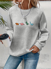 Dino Print Crew Neck Sweatshirt Women's S/F