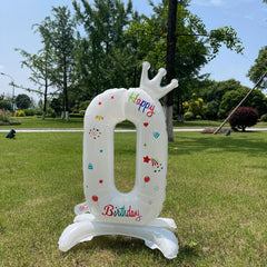 32 inch Crown Printed Standing Number Balloon DIY Aluminum Foil Balloon