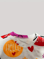 Women's Plus Cat Print Tee & Drawstring Pants Set
