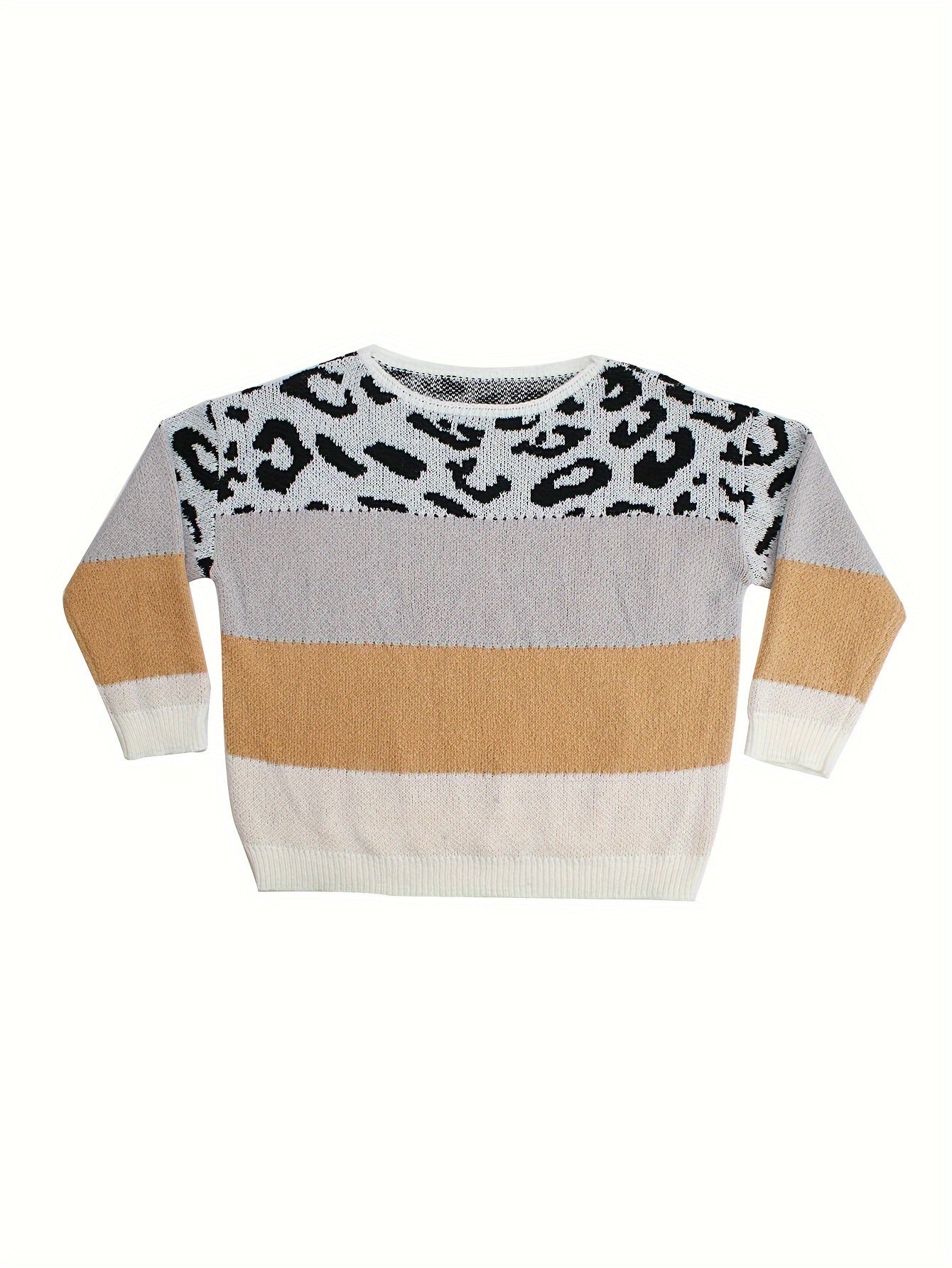 Colorblock Leopard Print Sweater