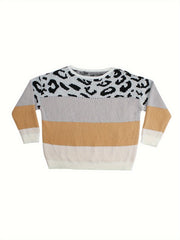 Colorblock Leopard Print Sweater