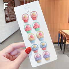 10pcs Baby Girls Flowers Ice cream Bow Knot Hair Ties Hair Accessories