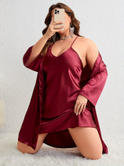 Sexy Open Front Satin Robe & Cami Set