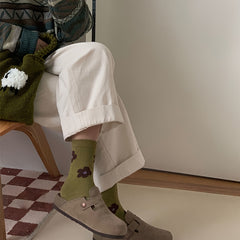 Floral Print Mid Tube Socks Women's Stockings