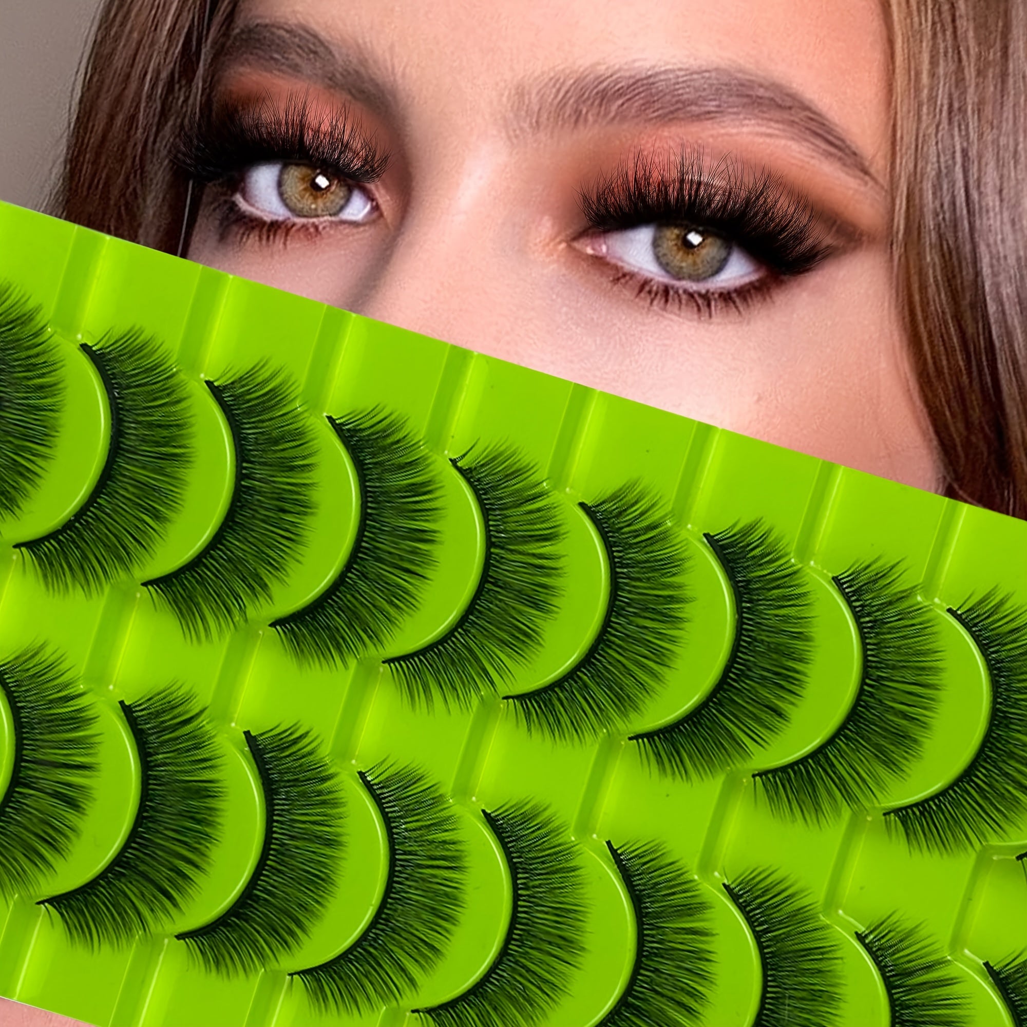 10 Pairs Natural Wispy False Eyelashes 15-20mm Faux Mink Fluffy Strip Lashes