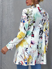 Graphic Art Print Blazer Long Sleeve Casual Blazer for Spring & Fall