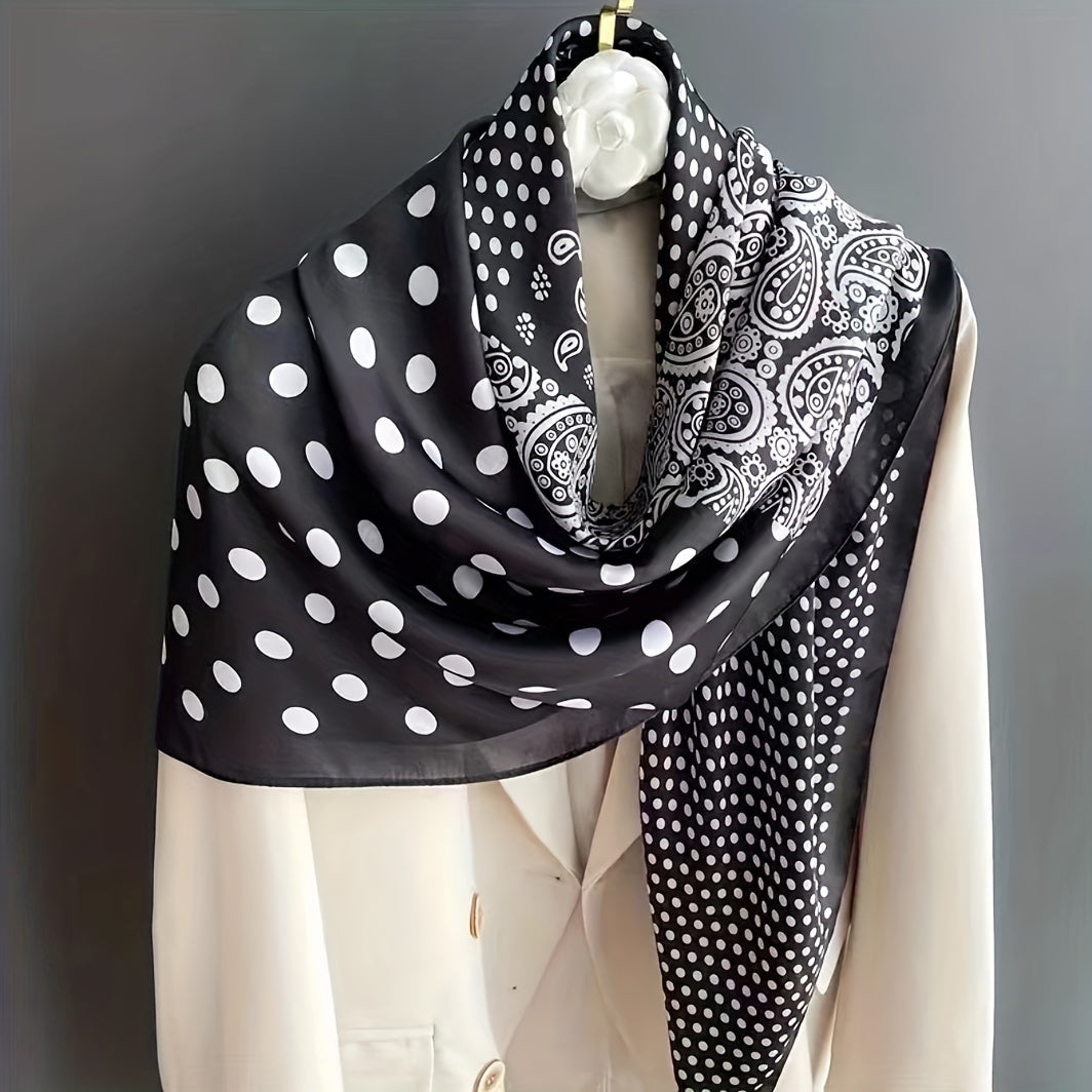 Paisley Polka Dot Print Bandana Satin Square Scarf Silk Head Wrap