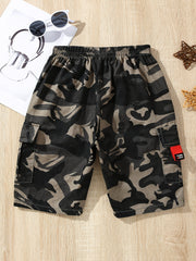 Boys Camo Cargo Shorts Elastic Waist Summer Clothes