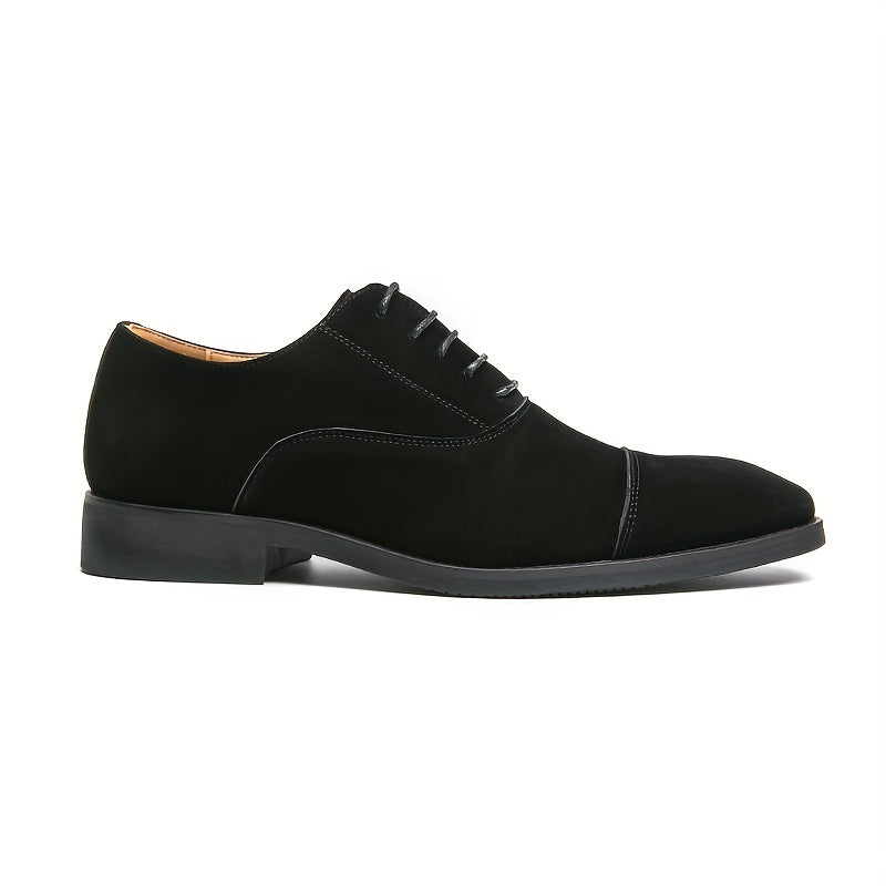 Men's Cap Toe Faux Suede Oxford Shoes Lace Up Formal Dress Business Wedding