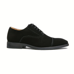 Men's Cap Toe Faux Suede Oxford Shoes Lace Up Formal Dress Business Wedding