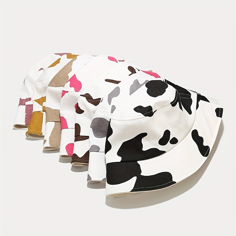 Cow Pattern Cartoon Bucket Hat Lightweight Sunscreen Travel Beach Hats