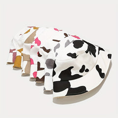 Cow Pattern Cartoon Bucket Hat Lightweight Sunscreen Travel Beach Hats