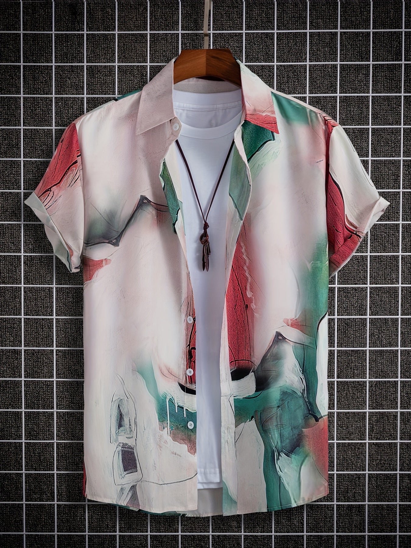 Men's Casual Short Sleeve Shirt for Summer Vacation