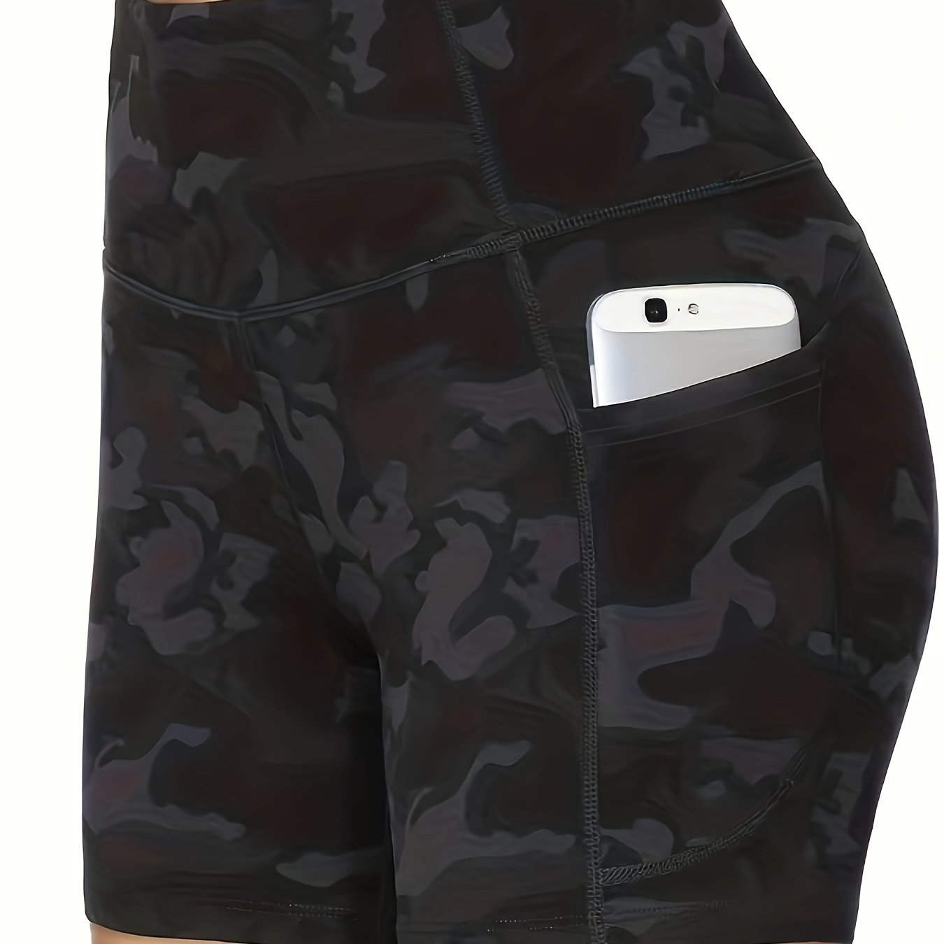 Camouflage Quick Drying Fitness Shorts with Pocket Women's Activewear