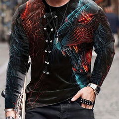 Lion 3D Print Men's Long Sleeve Novelty T-Shirt