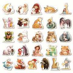52pcs Fairy Tale Dream Animal Illustrations Vinyl Laptop Stickers