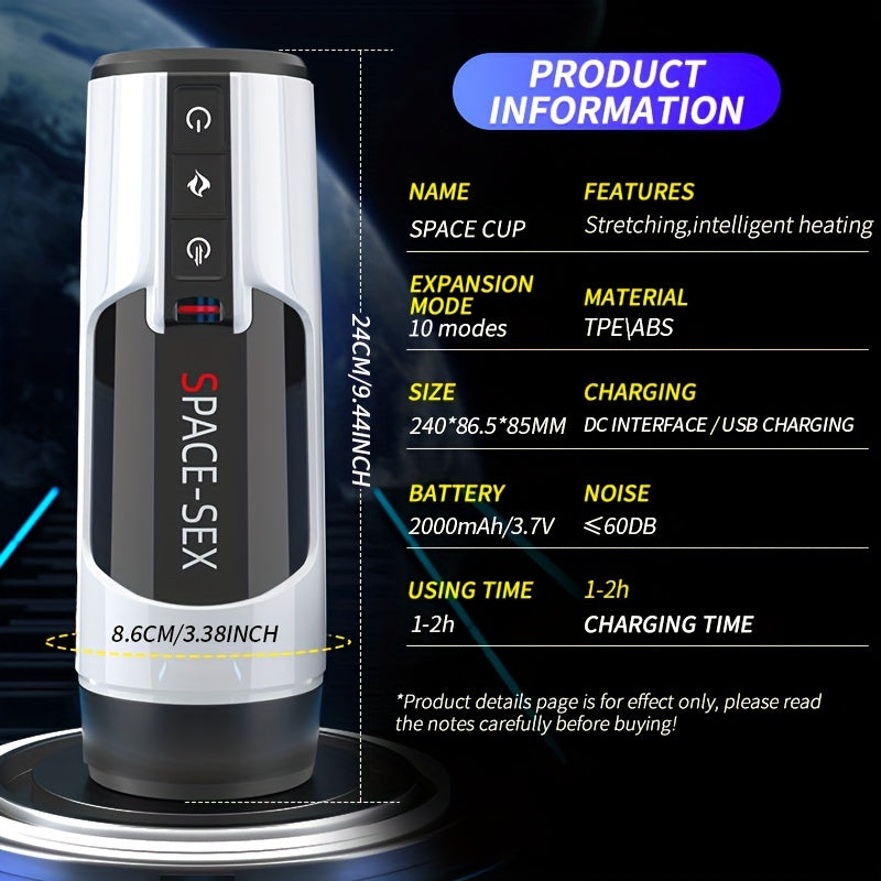 Telescopic Masturbation Cup for Men, Warming Adult Male Masturbator Sex Toy