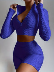 Women's Yoga Tracksuit Set Solid Long Sleeve Casual Sportswear