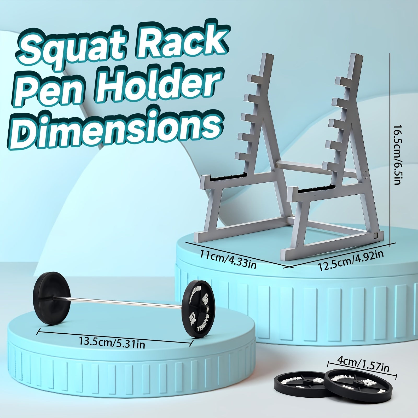 Weightlifting Squat Pen Holder with Barbell Decoration