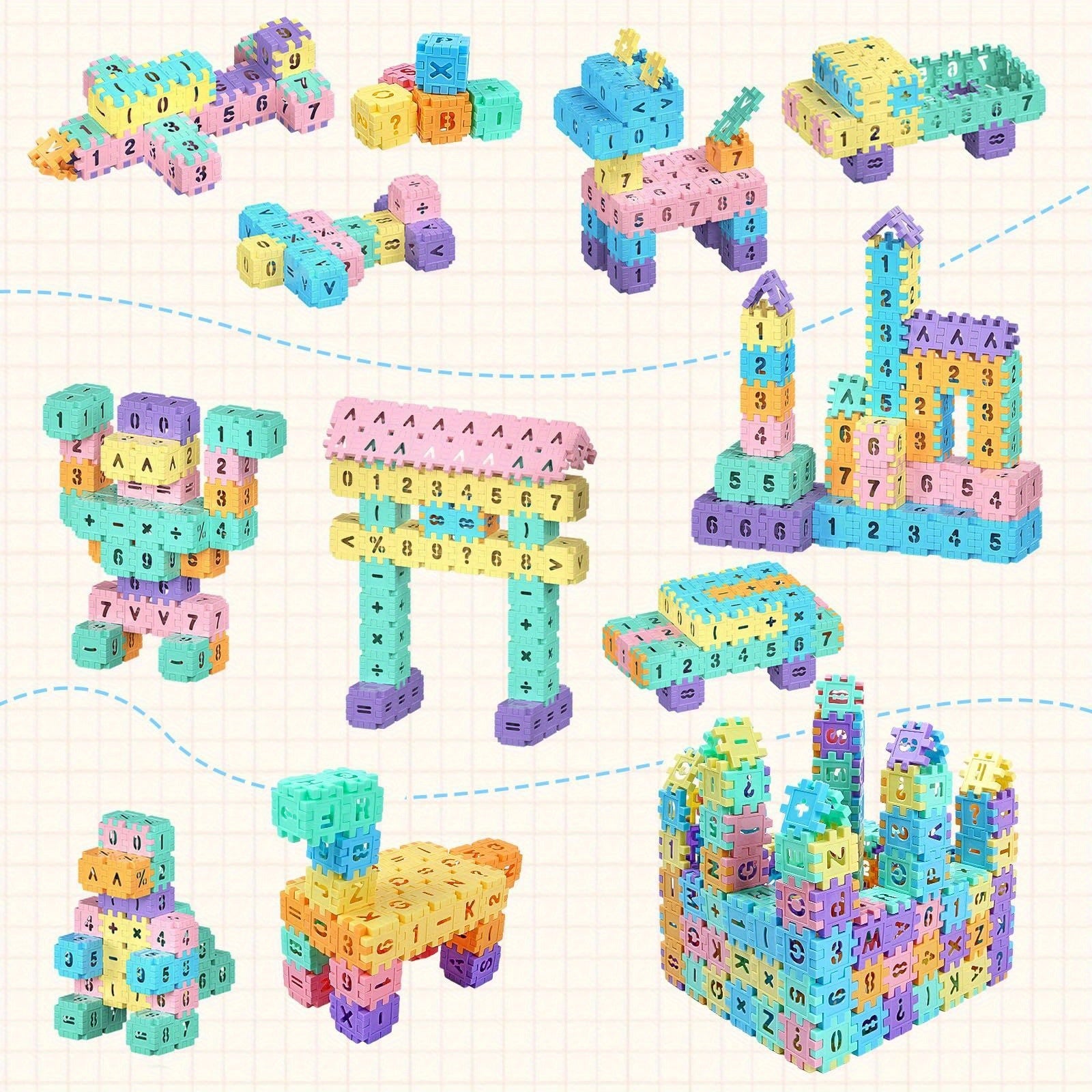 130pcs Kids' Building Blocks Toy Set Educational Creative Connector