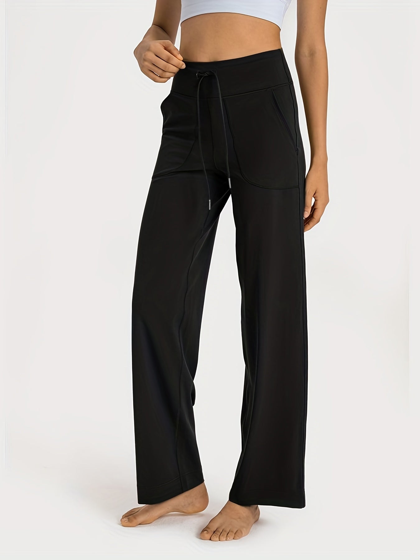 Wide Leg Causa Sports Pants Elastic Waist Casual Fitness Pants