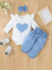 Lovely Baby Girls 4pcs Set Long Sleeve Polka Dot Outfit