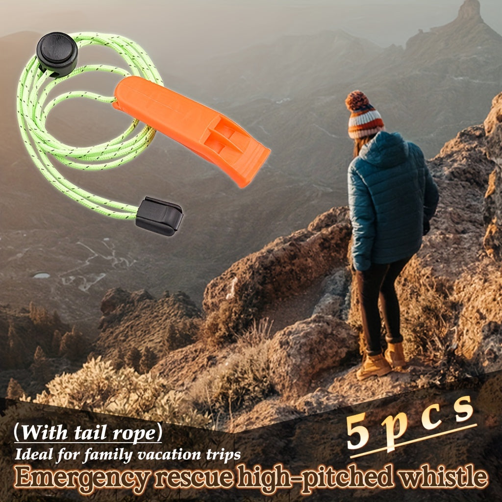5pcs Sports Emergency Whistle Plastic Survival Whistle