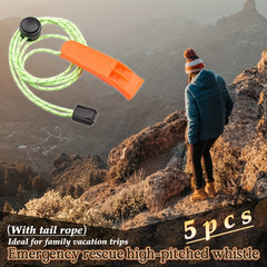 5pcs Sports Emergency Whistle Plastic Survival Whistle