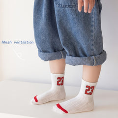 5 Pairs Boys Number Socks for Spring and Summer