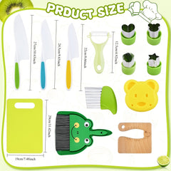 Kids Cooking Kit with Safety Knives, Cutting Board & Food Shapes
