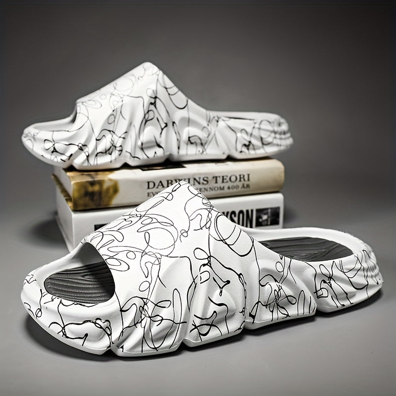 Men's Non Slip Platform Slides Comfortable Pillowy Slides