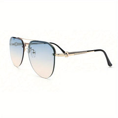 Gradient Metal Round Aviator Sunglasses