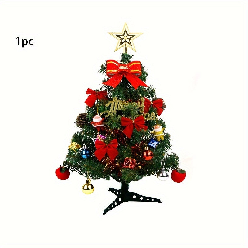 Table Top Artificial Christmas Tree Set with Lights, Topper, Ornaments & Berries