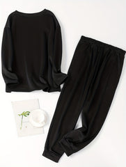 Christmas Loungewear Set Women's Plus Slogan & Tree Print Pajama Set