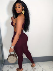 One Shoulder Bodycon Jumpsuit Asymmetrical Neck Sexy