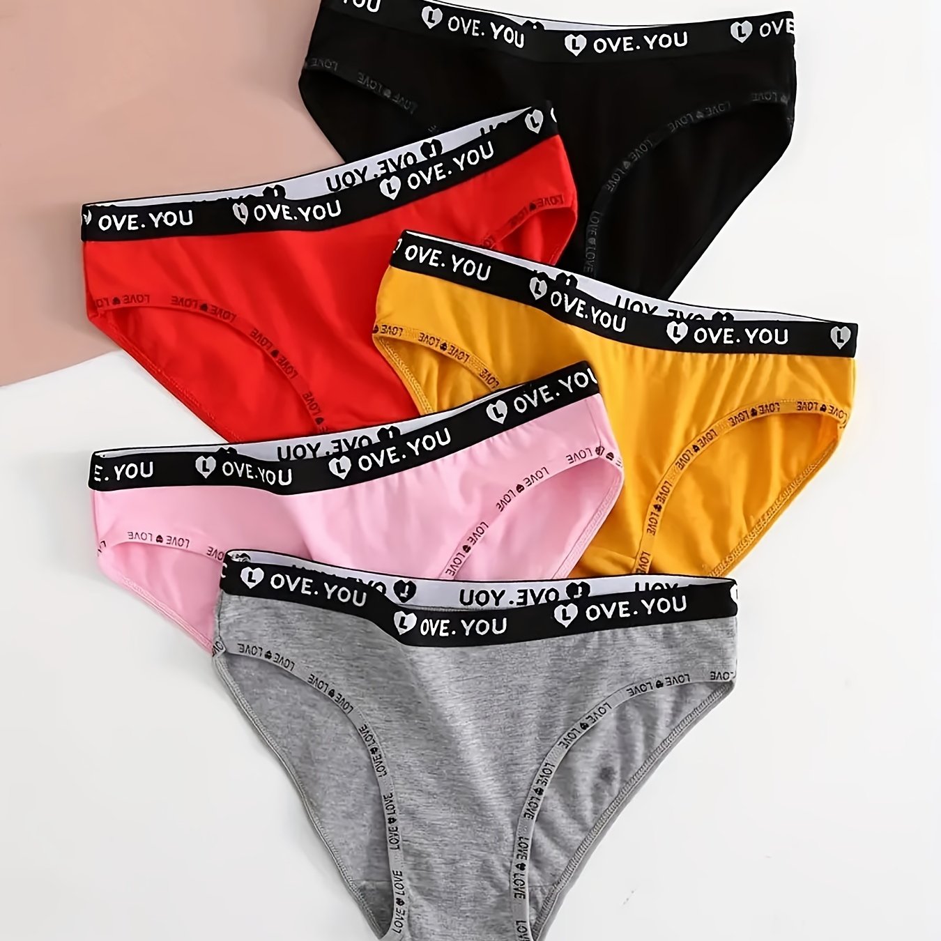 5pcs Letter Print Briefs Comfy & Breathable Stretchy Panties