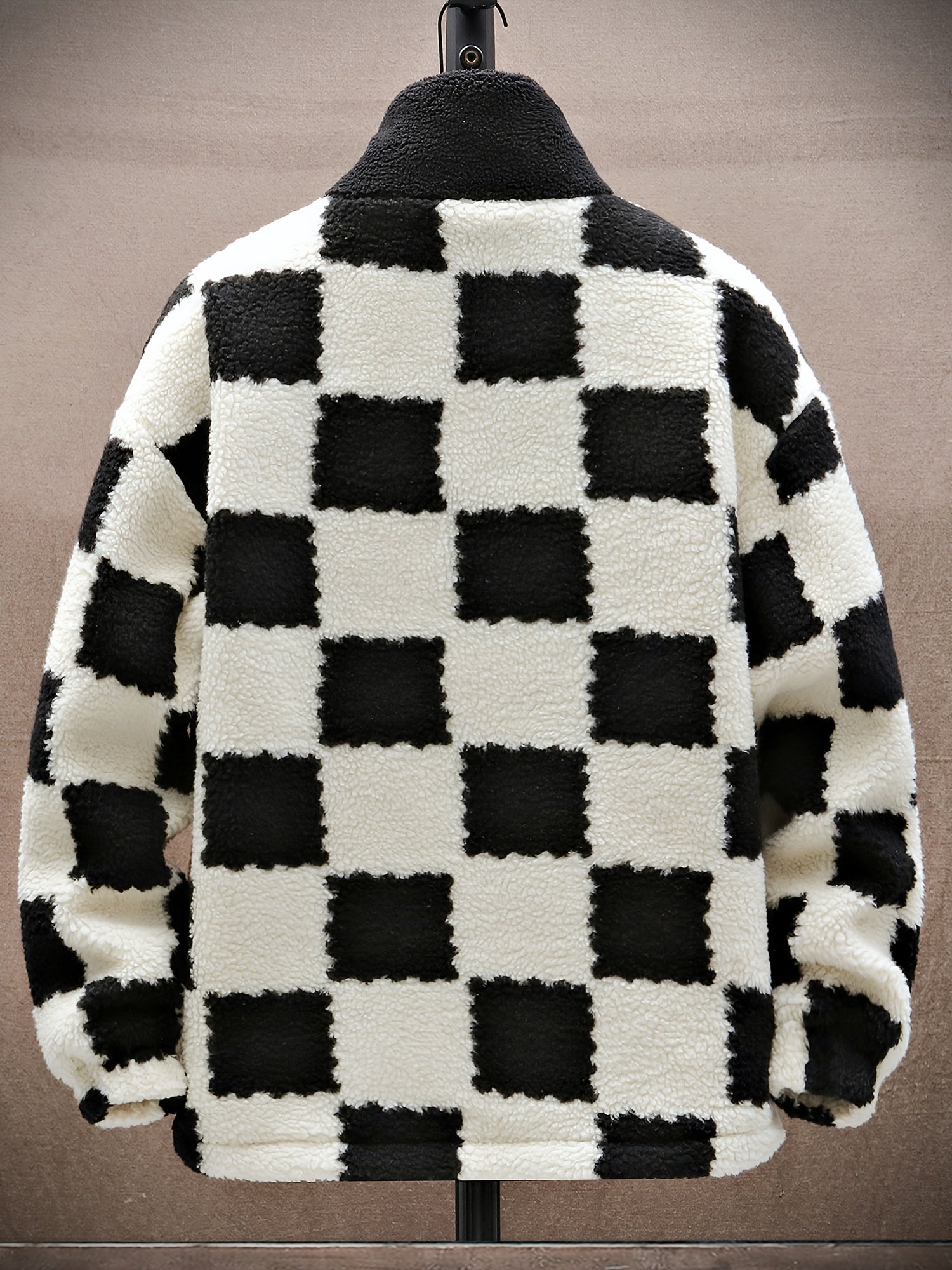 Men's Plaid Fleece Coat Thickened Thermal Couple Coat