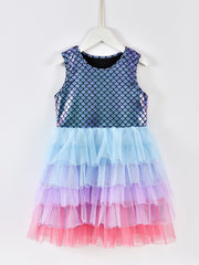 Girls Mermaid Dress Princess Pageant Gown Christmas Birthday Party Dress