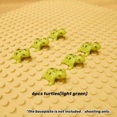 6pcs Turtle Building Block Accessories Dark & Light Green