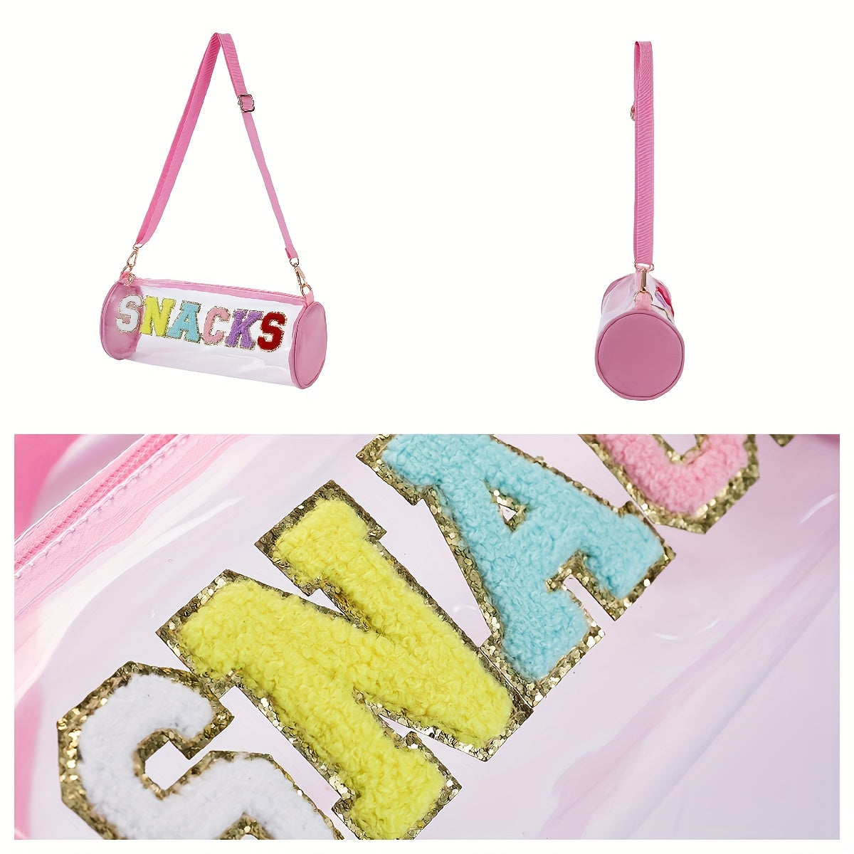 Waterproof Letter Embroidery Crossbody Bag PVC Toiletry Bag