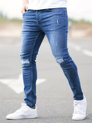 Men's Slim Fit Ripped Jeans - Casual Distressed Denim Pants