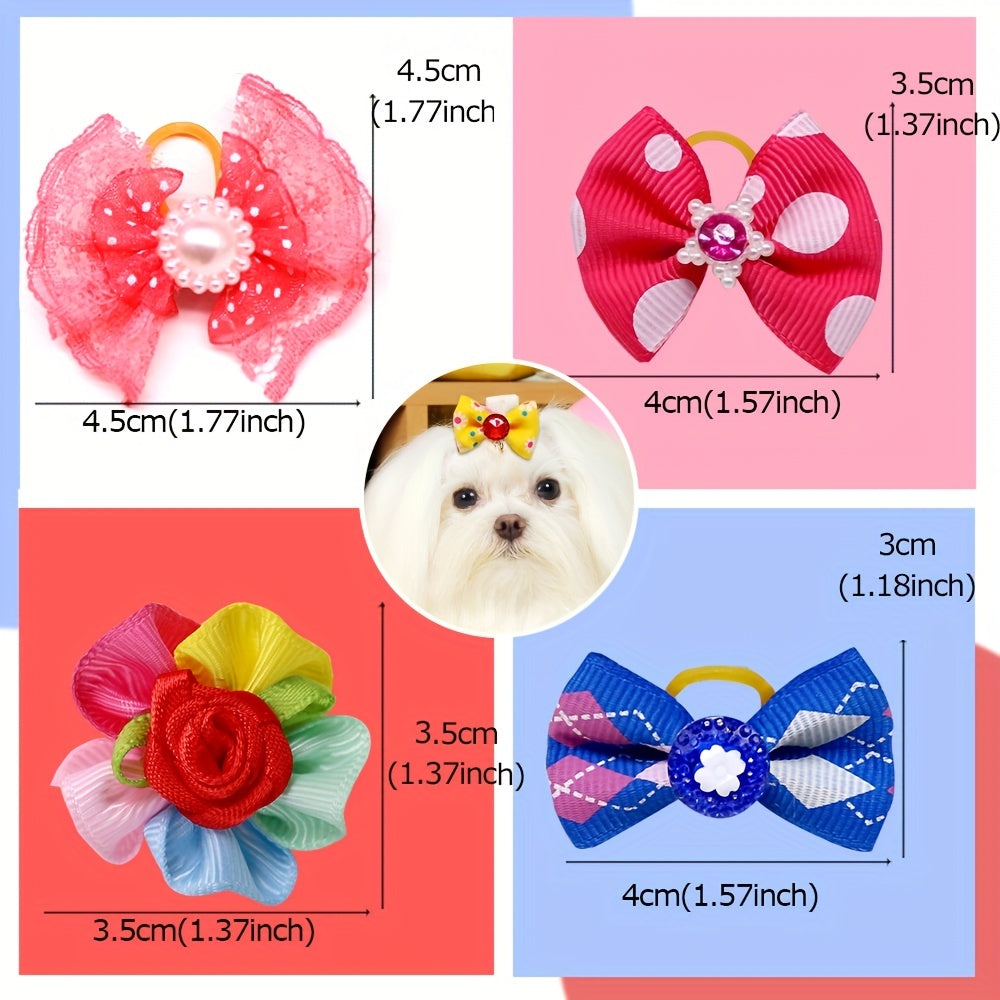 20pcs Bowknot Hair Ties for Pets - Stylish Accessories for Grooming