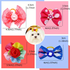 20pcs Bowknot Hair Ties for Pets - Stylish Accessories for Grooming