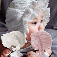 Baby Girls Lace Edged Sun Hat for Summer Outdoor Protection