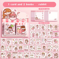 2pcs Mini Pendant Hand Account Book Blank Pages 40 Stickers
