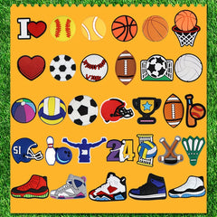 60pcs Sports Charms for Shoe Decoration Baseball Hockey Softball Soccer Football