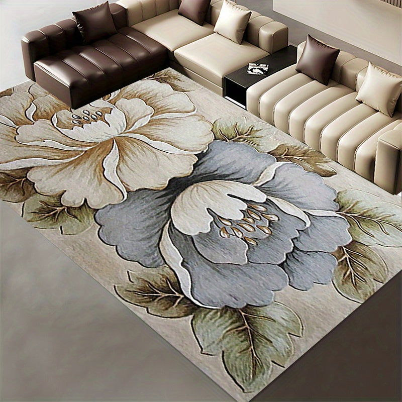 Waterproof Anti Skid Flower Area Rug Soft Easy to Maintain