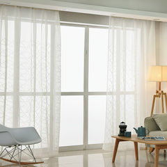 1pc Cross Embroidery Sheer Curtain for Home Decor