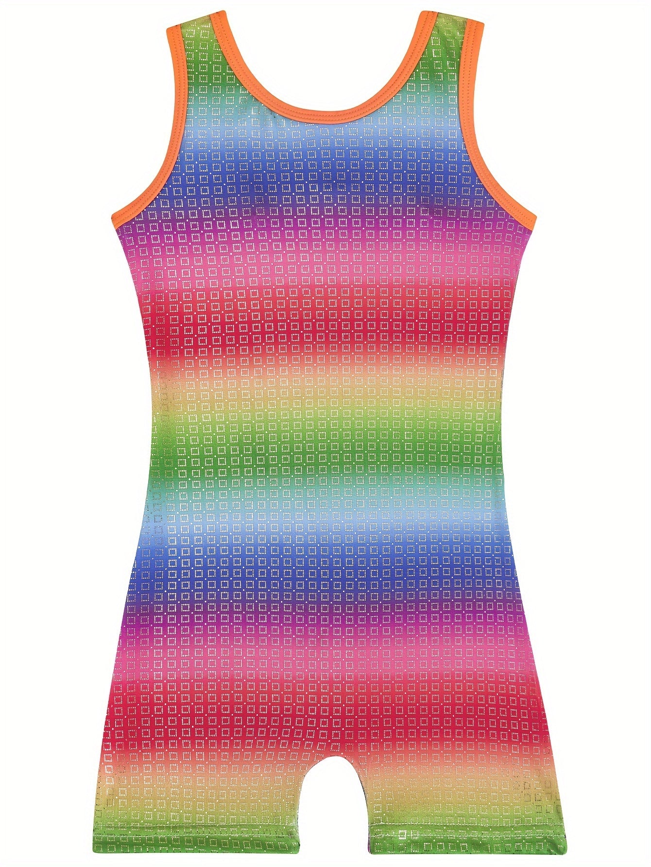 Rainbow Striped Gymnastics Romper Jumpsuit