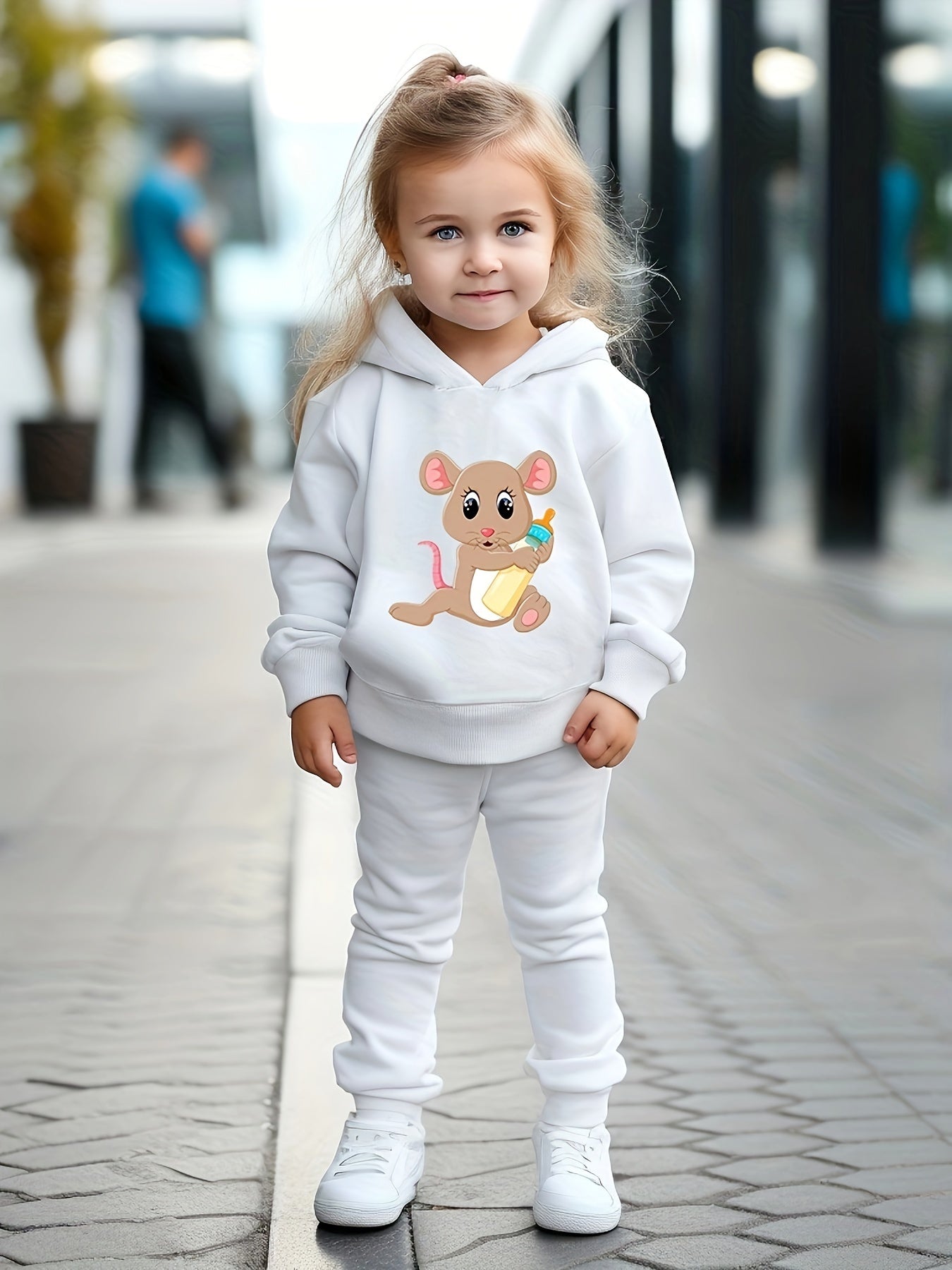 Baby Mouse Print 2pcs Girls Outfits Hoodies Jogger Pants Set